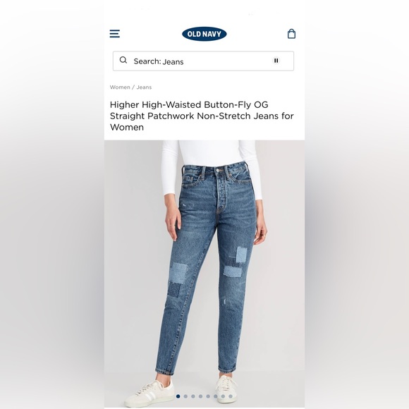Old Navy Highrise Button-fly Straight jeans with patchwork - Picture 2 of 6